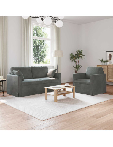 Set di divani 2 pcs Grigio scuro 158 x 78 x 80 cm Velluto