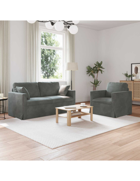 Set di divani 2 pcs Grigio scuro 158 x 78 x 80 cm Velluto
