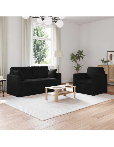 Set di divani 2 pcs Nero 158 x 78 x 80 cm Velluto