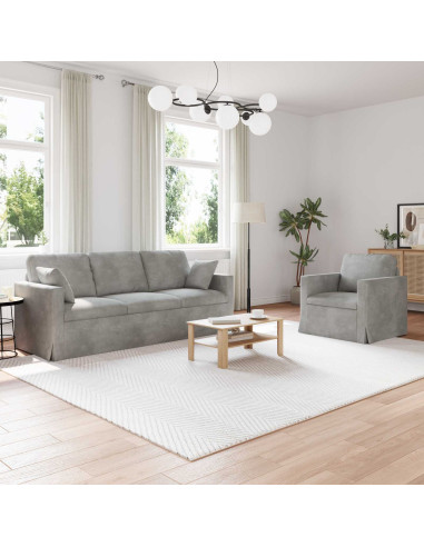 Set di divani 2 pcs Grigio chiaro 198 x 78 x 80 cm Velluto