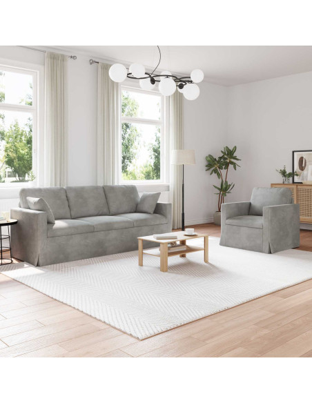 Set di divani 2 pcs Grigio chiaro 198 x 78 x 80 cm Velluto