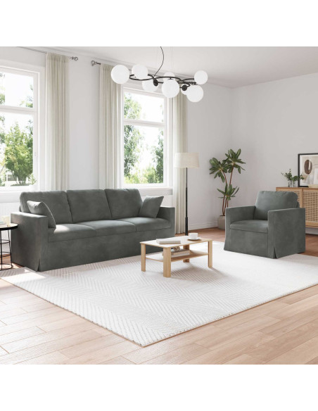 Set di divani 2 pcs Grigio scuro 198 x 78 x 80 cm Velluto