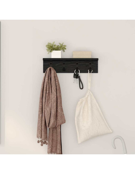 Appendiabiti a muro Rovere Nero 40 x 10,5 x 10,5 cm