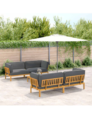 Set di divani 5 pcs Antracite Legno di Acacia Massello