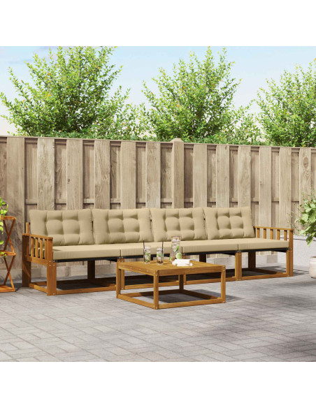 Set di divani da esterno con cuscino 5 pcs Naturale e Beige