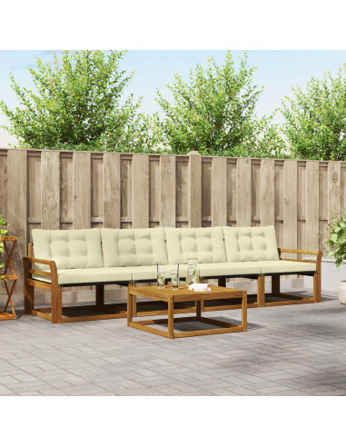 Set di divani da esterno con cuscino 5 pcs Naturale e Crema