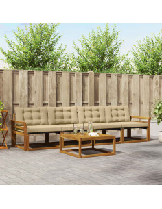 Set di divani da esterno con cuscino 5 pcs Naturale e Beige