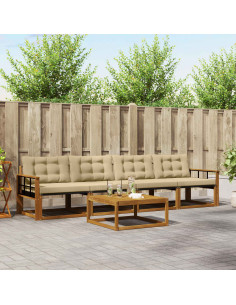 Set di divani da esterno con cuscino 5 pcs Naturale e Beige