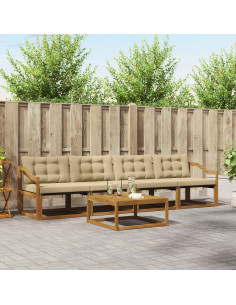 Set di divani da esterno con cuscino 5 pcs Naturale e Beige