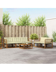 Set di divani da esterno con cuscino 6 pcs Naturale e Crema