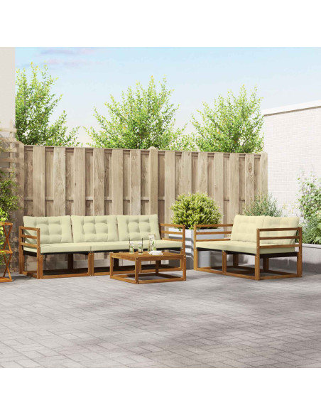 Set di divani da esterno con cuscino 6 pcs Naturale e Crema