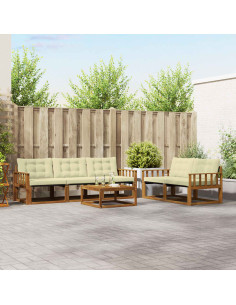 Set di divani da esterno con cuscino 6 pcs Naturale e Crema