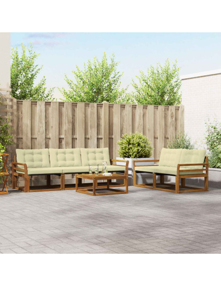 Set di divani da esterno con cuscino 6 pcs Naturale e Crema