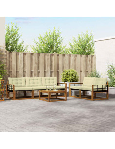 Set di divani da esterno con cuscino 6 pcs Naturale e Crema