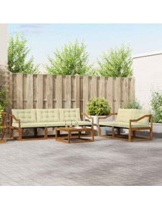 Set di divani da esterno con cuscino 6 pcs Naturale e Crema