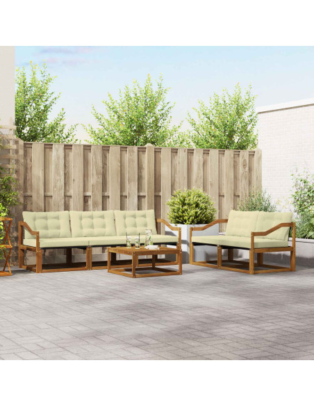 Set di divani da esterno con cuscino 6 pcs Naturale e Crema