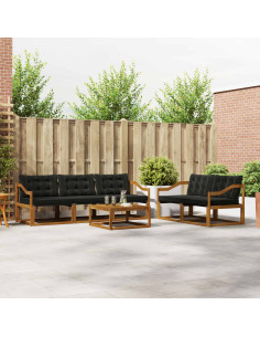 Set di divani da esterno con cuscino 6 pcs Naturale e Nero