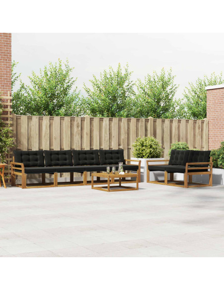 Set di divani da esterno con cuscino 7 pcs Naturale e Nero