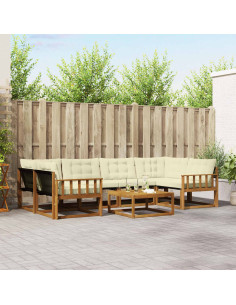 Set di divani da esterno con cuscino 7 pcs Naturale e Crema