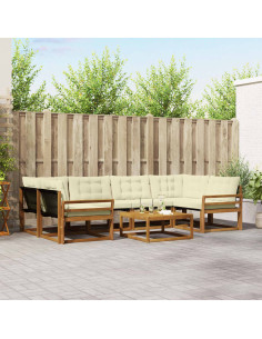 Set di divani da esterno con cuscino 7 pcs Naturale e Crema