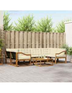 Set di divani da esterno con cuscino 7 pcs Naturale e Crema