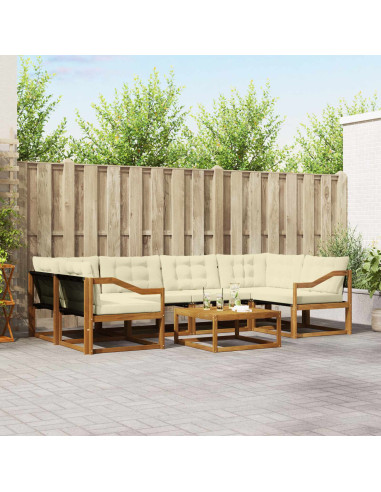 Set di divani da esterno con cuscino 7 pcs Naturale e Crema