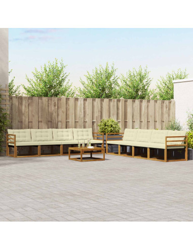 Set di divani da esterno con cuscino 9 pcs Naturale e Crema