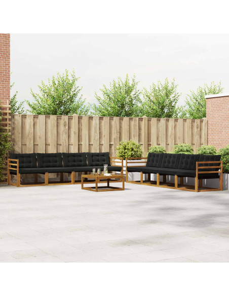 Set di divani da esterno con cuscino 9 pcs Naturale e Nero