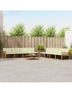 Set di divani da esterno con cuscino 9 pcs Naturale e Crema