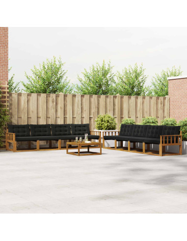 Set di divani da esterno con cuscino 9 pcs Naturale e Nero