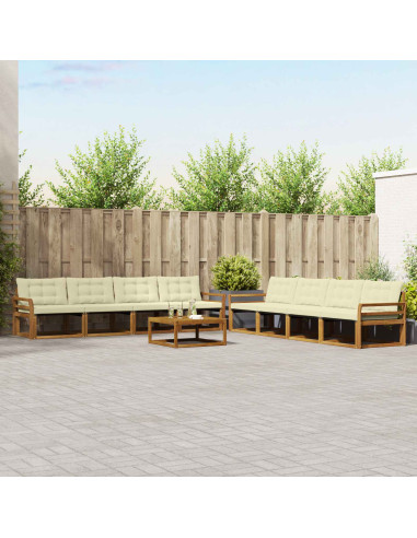 Set di divani da esterno con cuscino 9 pcs Naturale e Crema