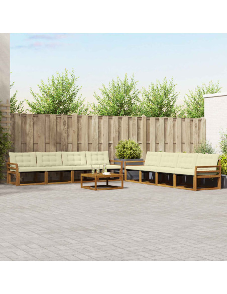 Set di divani da esterno con cuscino 9 pcs Naturale e Crema