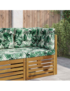 Cuscino per divano da esterno 3 pcs Motivo Foglia Poliestere