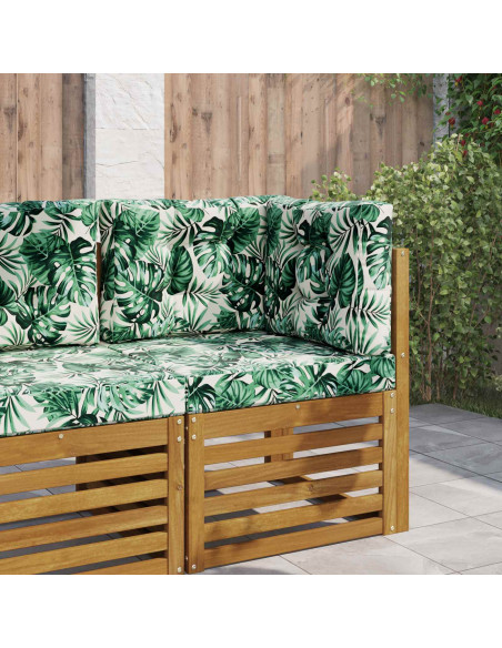 Cuscino per divano da esterno 3 pcs Motivo Foglia Poliestere