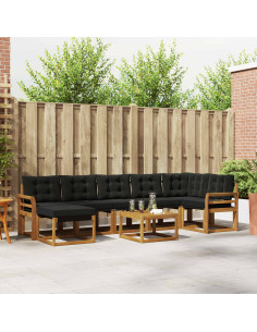 Set di divani da esterno con cuscino 8 pcs Naturale e Nero