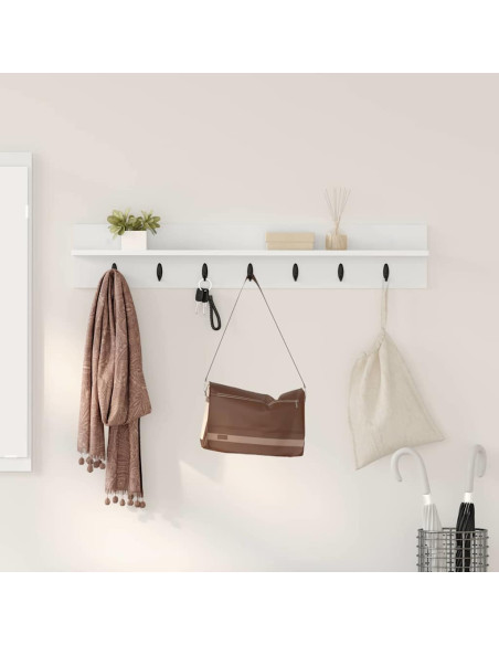Appendiabiti a muro Bianco 100 x 10,5 x 18 cm Legno multistrato