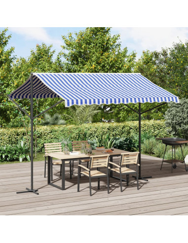 Tenda da Sole Blu e Bianca 300x300 cm in Tessuto e Acciaio