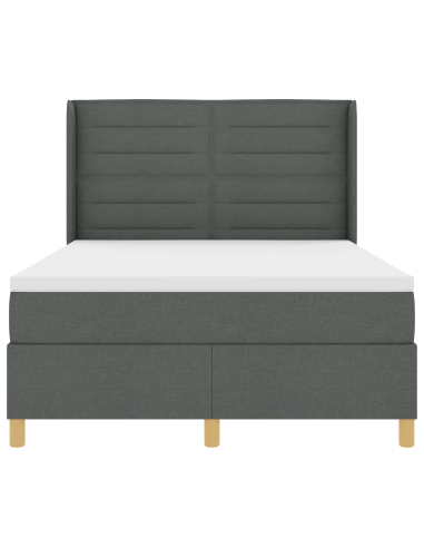 Letto a molle con materasso Grigio 140 x 190 cm Tessuto