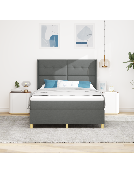 Letto a molle con materasso Grigio 140 x 190 cm Tessuto