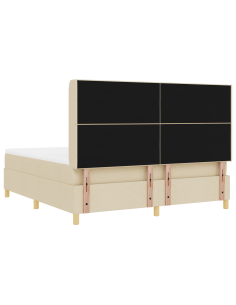 Letto a molle con materasso Crema 140 x 200 cm Tessuto 2