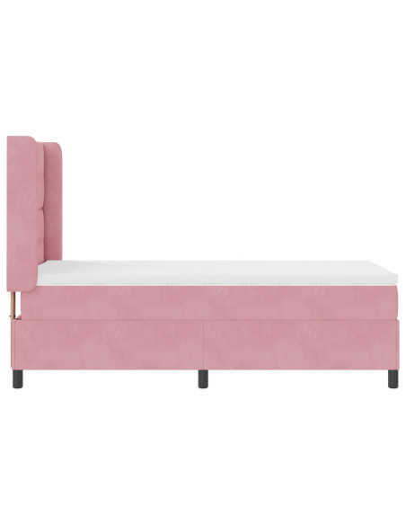 Letto a molle con materasso con led Rosa 100 x 200 cm Velluto