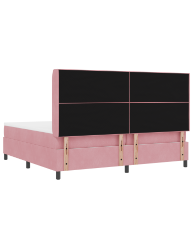 Letto a molle con materasso con led Rosa 200 x 200 cm Velluto
