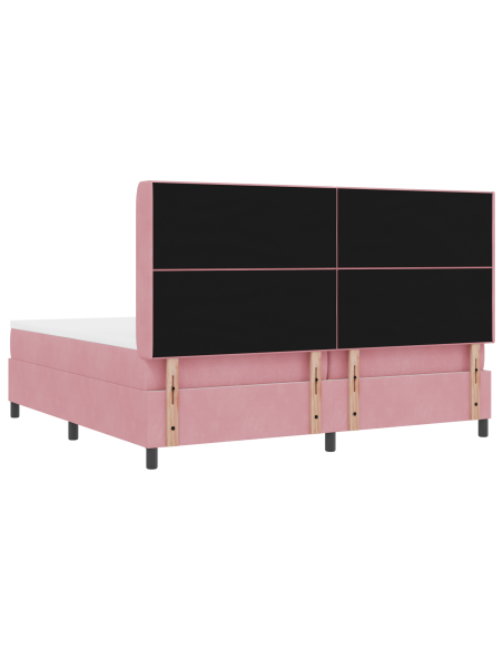 Letto a molle con materasso con led Rosa 200 x 200 cm Velluto