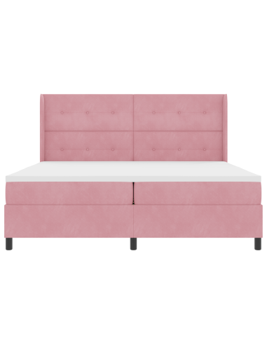 Letto a molle con materasso con led Rosa 200 x 200 cm Velluto