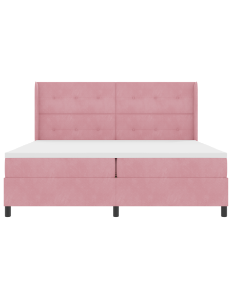Letto a molle con materasso con led Rosa 200 x 200 cm Velluto