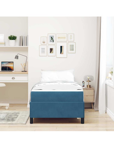 Struttura del letto con materasso Blu Scuro 80 x 200 cm Tessuto