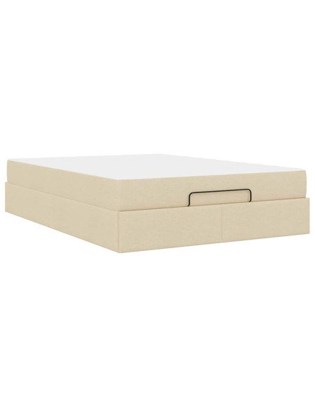 Struttura letto con materasso con materasso 2 pcs Crema Tessuto