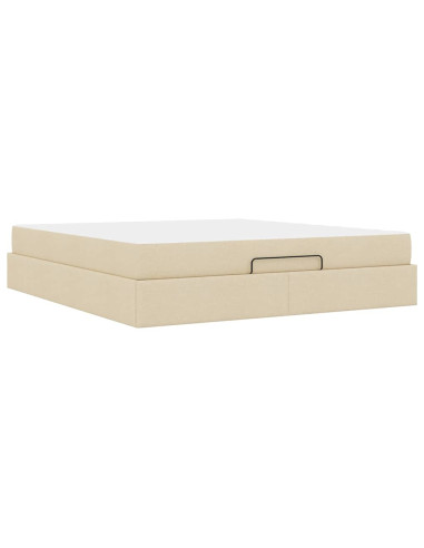 Struttura letto con materasso con materasso 2 pcs Crema Tessuto