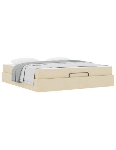 Struttura letto con materasso con materasso 2 pcs Crema Tessuto