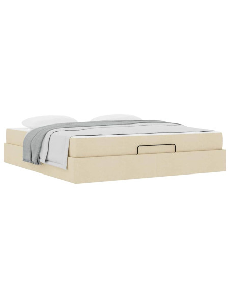 Struttura letto con materasso con materasso 2 pcs Crema Tessuto